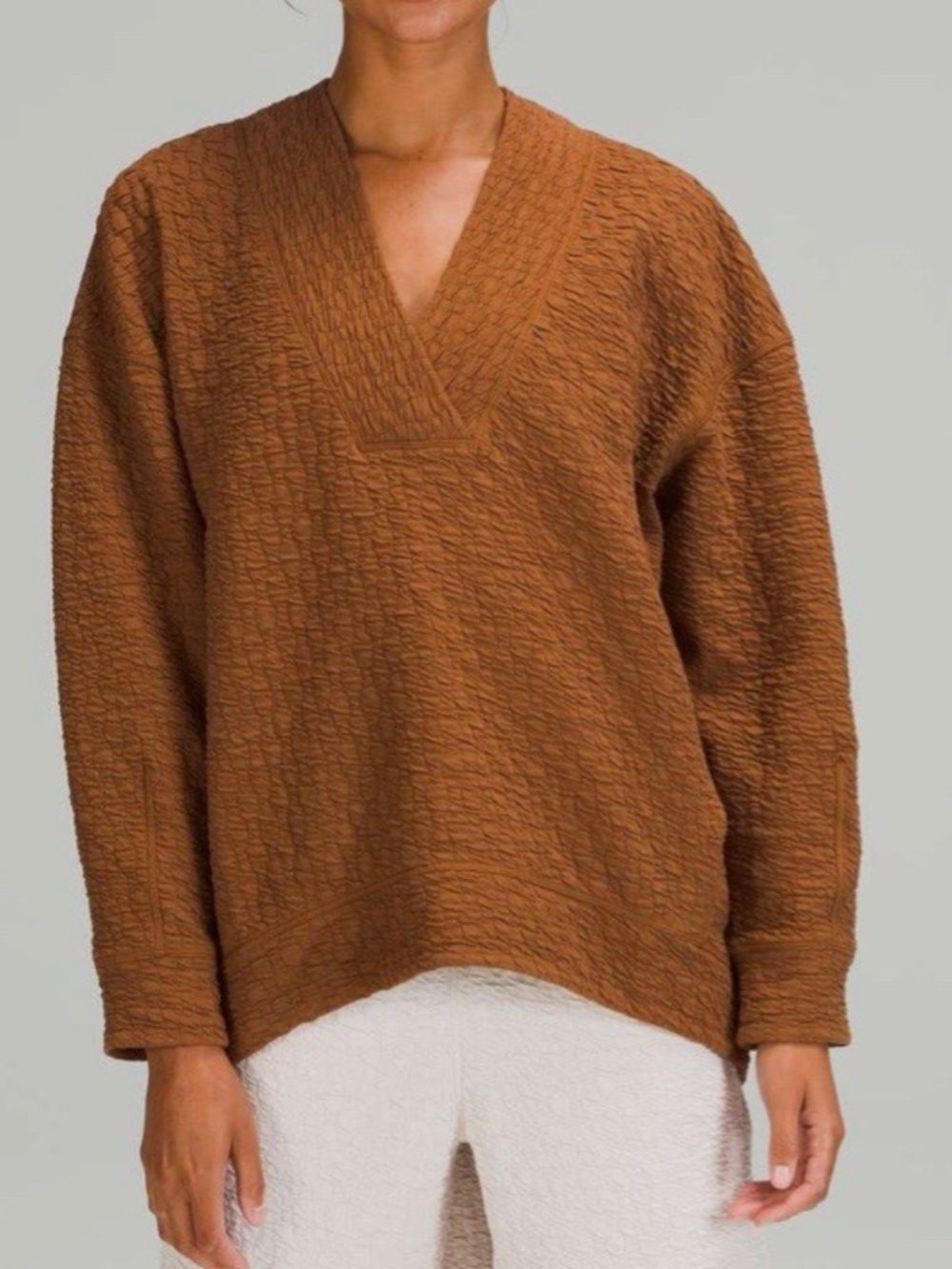 NWT lululemon rippled v neck pullover sweater size 4 copper color brand new